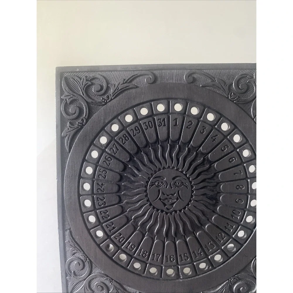 Vintage Perpetual Calendar Germany Block Zinn Pewter Sun Design collectible